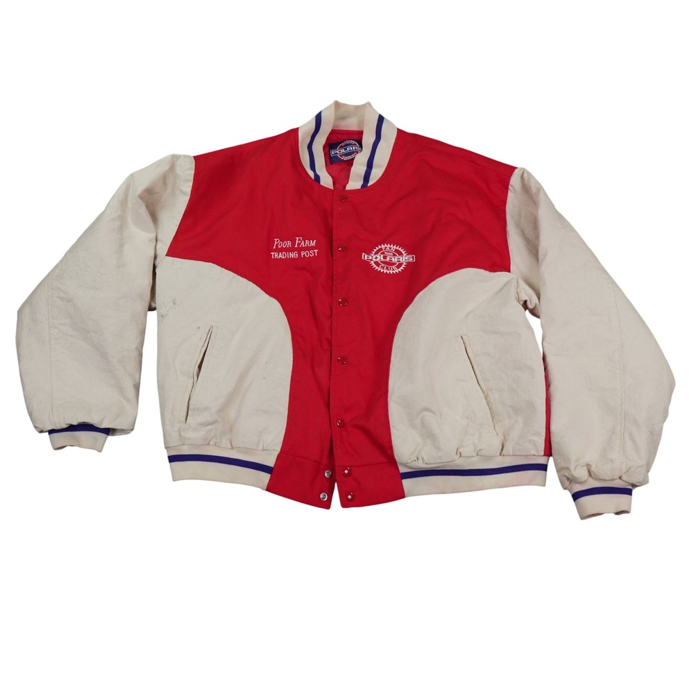VTG Polaris Fan Club Poor Farm Jacket Men XX-Large Red Varsity Quilted 95 Bomber